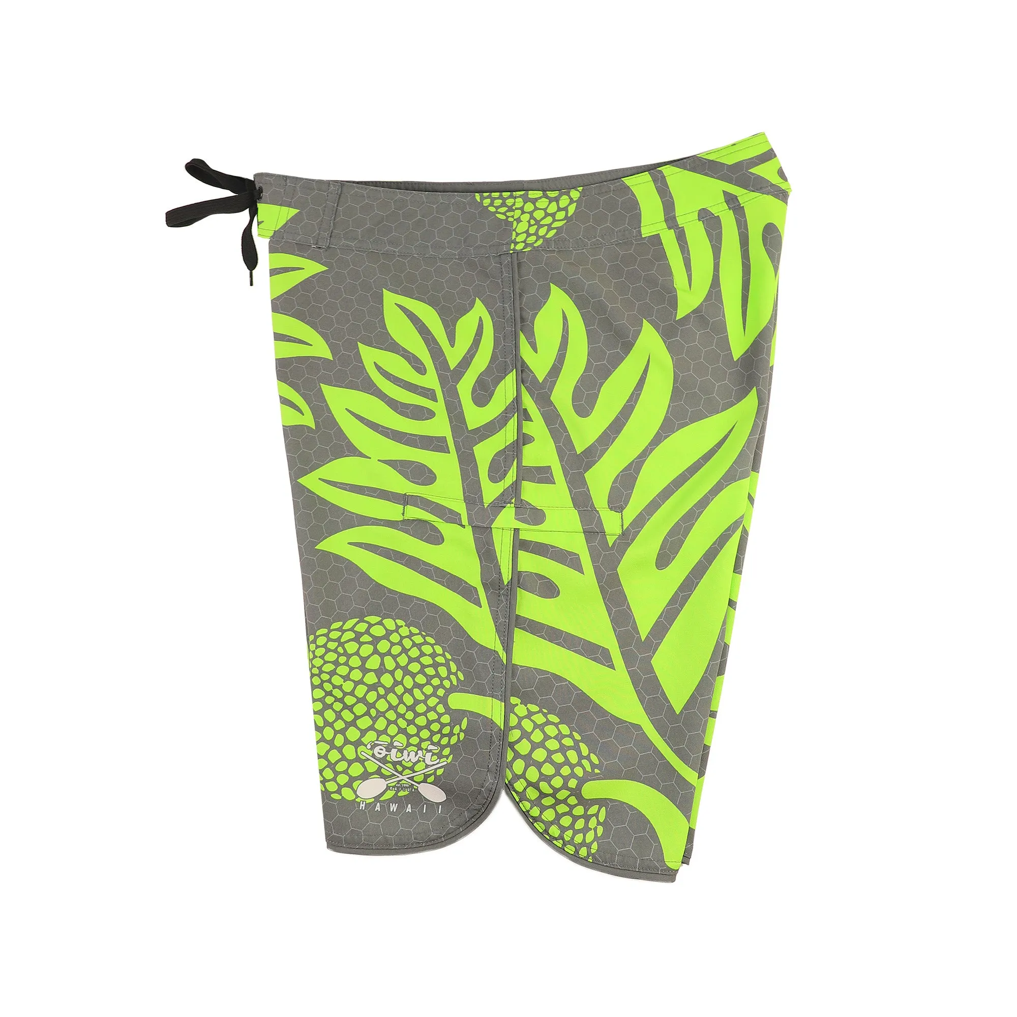 Ulu Kane Board Shorts in Grey with Green Print