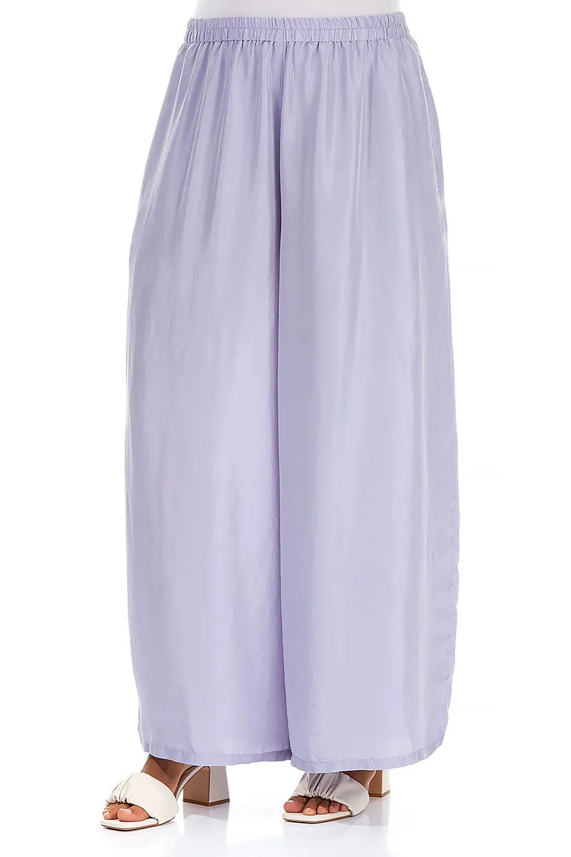 Wide Flowy Lavender Pure Silk Trousers