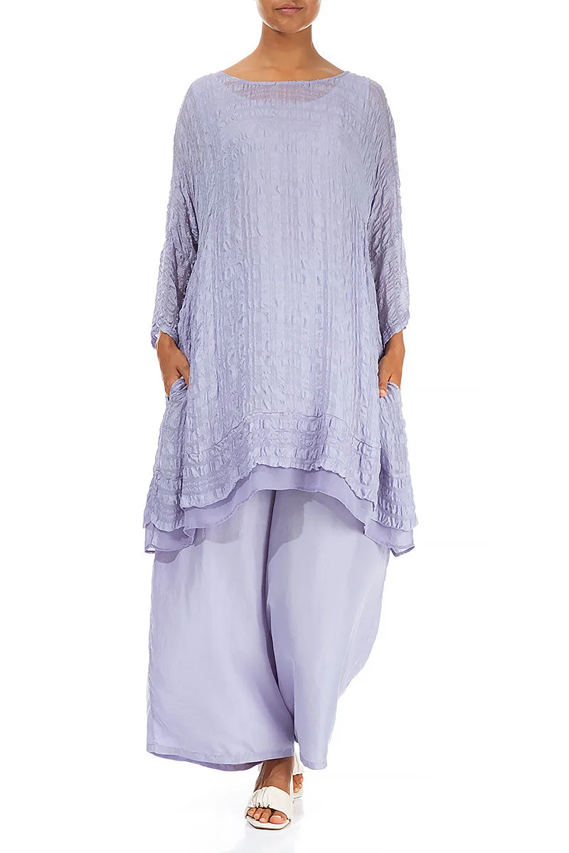 Wide Flowy Lavender Pure Silk Trousers