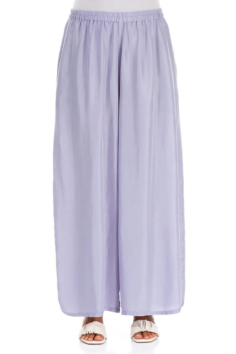 Wide Flowy Lavender Pure Silk Trousers